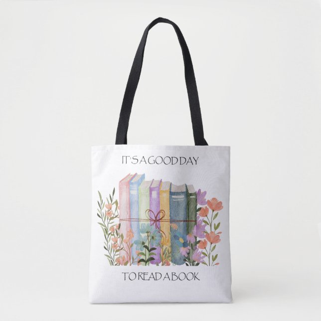 Vattenfärgen "Det är en Bra dag att läsa en Bok" Tygkasse (Framsida)