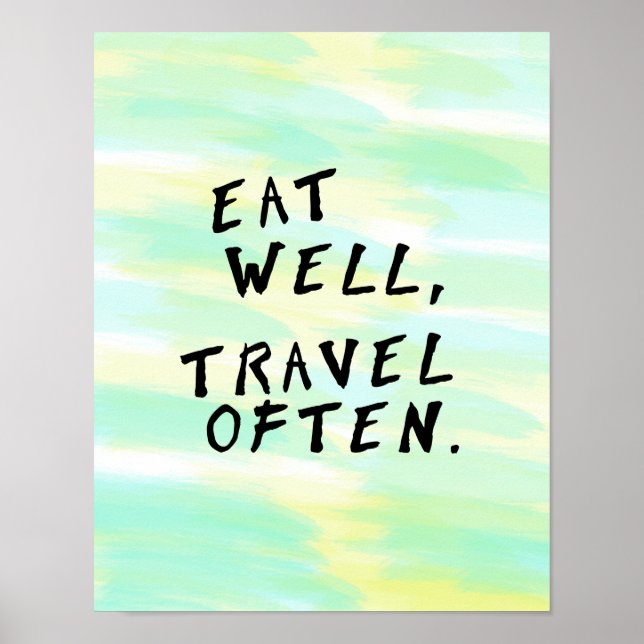 Vattenfärgen "Eat well, Travel Often" Poster (Framsidan)