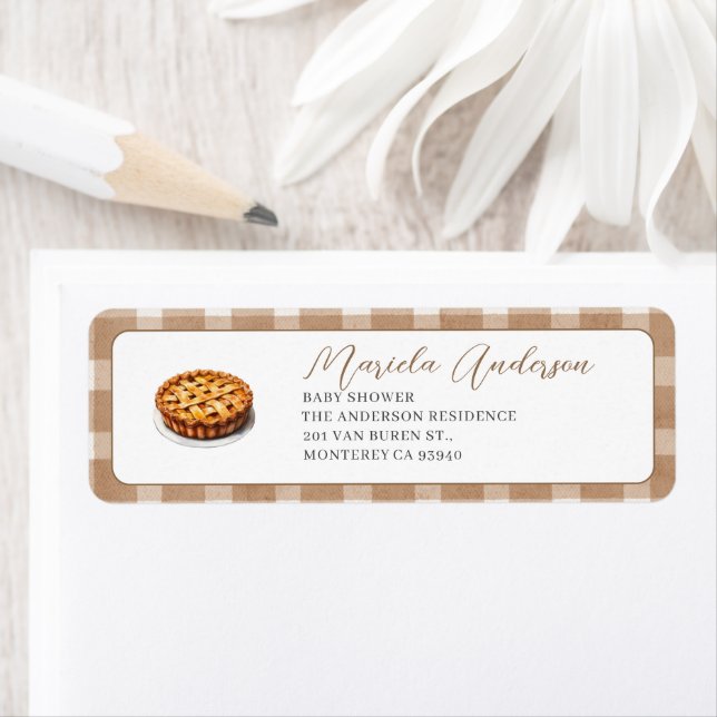 Vattenfärgen Elegant cutie paj är på väg mot baby Returadress Etikett (Insitu)