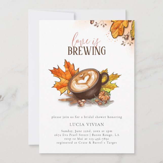 Vattenfärgen Espresso Kärlek brinner Möhippa Inbjudningar (Framsida)