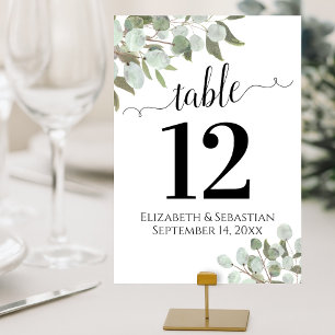 Vattenfärgen Eucalyptus Foliage Elegant Boho Bröll Bordsnummer