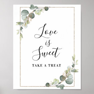 vattenfärgen eucalyptus Kärlek är söt tecken Poster