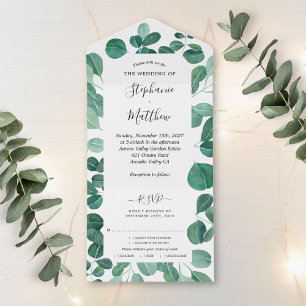 Vattenfärgen Eucalyptus Löv Botanical Bröllop