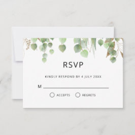 Vattenfärgen Eucalyptus Löv Guld Foliage Bröllop OSA Kort