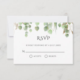 Vattenfärgen Eucalyptus Löv Guld Foliage Bröllop OSA Kort