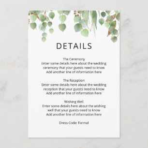 Vattenfärgen Eucalyptus Löv Guld Foliage Bröllop Tilläggskort