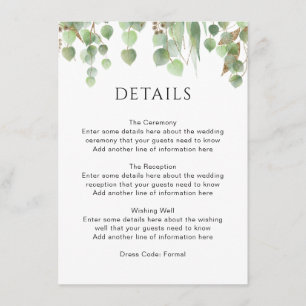 Vattenfärgen Eucalyptus Löv Guld Foliage Bröllop Tilläggskort