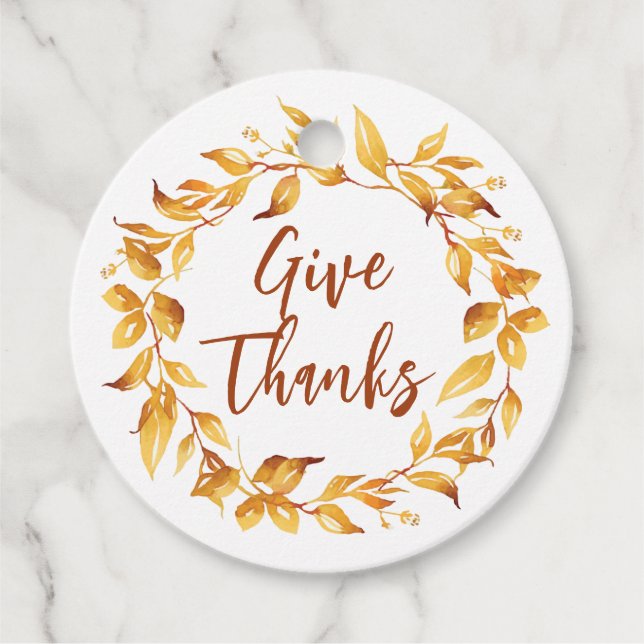 Vattenfärgen Fall Atumn Lämnar andedräkt. Rund Gåvor Etiketter (Framsida)