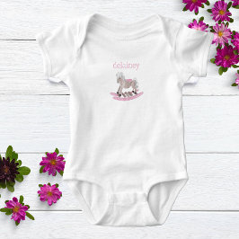 Vattenfärgen Flicka Personlig Rocking Horse T Shirt