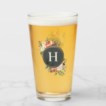 Vattenfärgen Flower Berry Blommigt Monogram jul