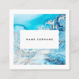 Vattenfärgen för konstnärmarmorAqua kvadrerar Fyrkantigt Visitkort
