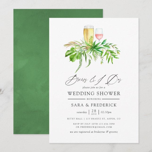 Vattenfärgen Forest Greenery brinner innan jag gör Inbjudningar (Fram/baksida)