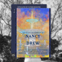 Vattenfärgen Forsyth Park Fontän vid Nattens Bröll