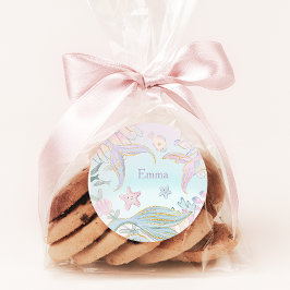 Vattenfärgen Glitter Sjöjungfru Svan under havet Runt Klistermärke