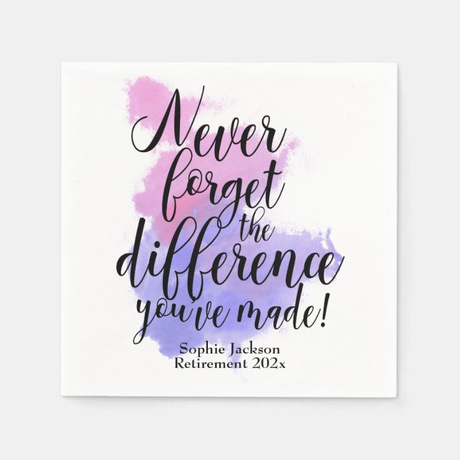 Vattenfärgen glöm aldrig skillnaden Pension Pappersservett (Framsidan)