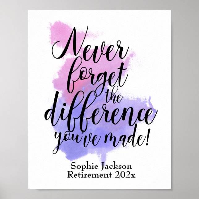 Vattenfärgen glöm aldrig skillnaden Pension Poster (Framsidan)