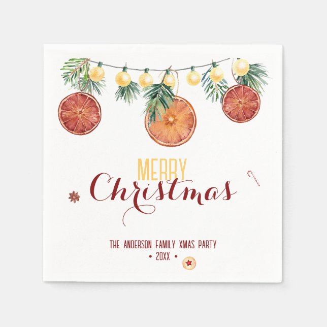 Vattenfärgen God jul Festive Ljus & Gräs Pappersservett (Framsidan)