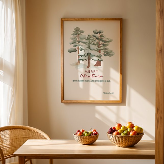 vattenfärgen God jul Hälsning Poster (Minimalist Watercolor Merry Christmas Print)