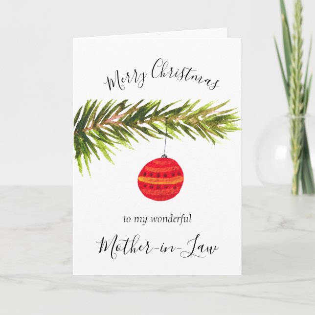 Vattenfärgen God jul Träd Merry och Bright Helgkort (Framsida)