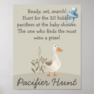Vattenfärgen Goose Nappar Hunt Baby Shower Game Poster