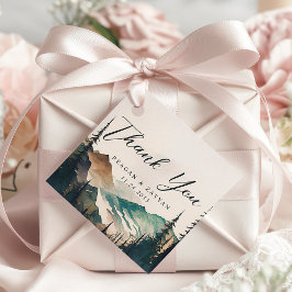 Vattenfärgen Gräs, bergsskogen Bröllop Tack Gåvor Etiketter