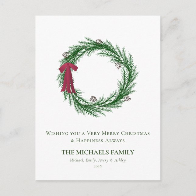 Vattenfärgen Gräs och Gräs Cones jul Helgdag Helg Vykort (Framsida)