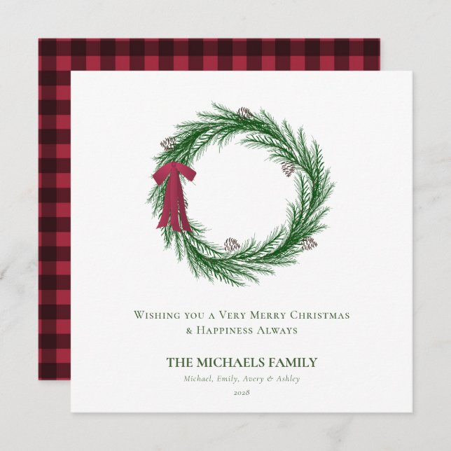 Vattenfärgen Gräs och Gräs Cones jul Helgdag Julkort (Fram/baksida)