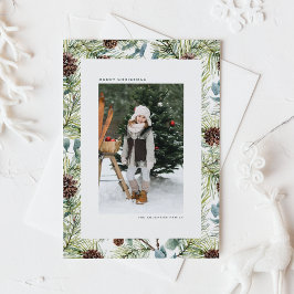 Vattenfärgen Gräs och Gräs Cones Photo jul Julkort