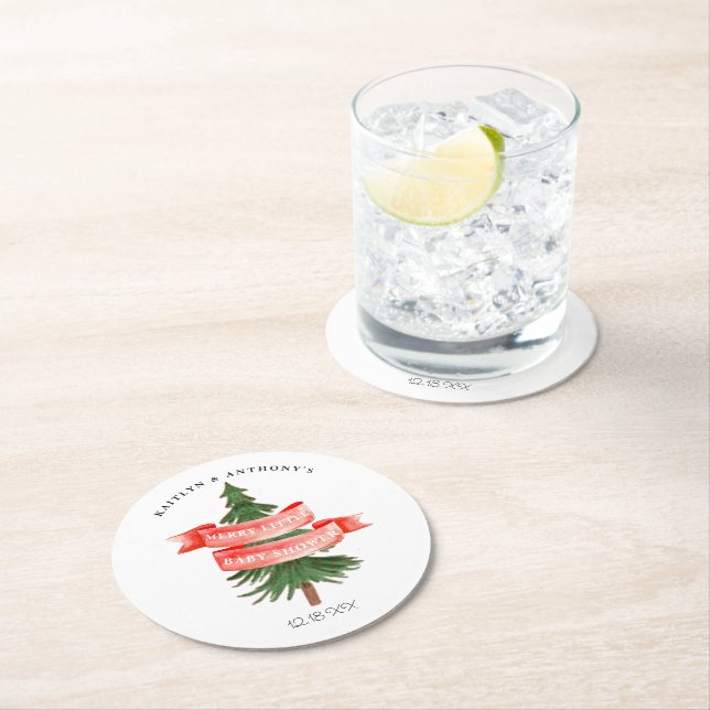 Vattenfärgen Gräs Träd Merry Little Baby Shower Underlägg Papper Rund (Insitu)