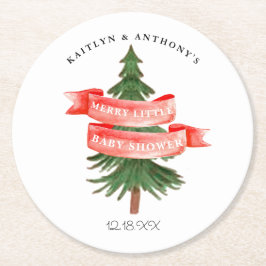 Vattenfärgen Gräs Träd Merry Little Baby Shower Underlägg Papper Rund