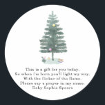 Vattenfärgen gräs träd - Prayers for baby Runt Klistermärke<br><div class="desc">Vinter julgran Baby dusch party. Julgran evergreen. Vattenfärgen gräs träd. Genusneutralt stil. Matchande objekt är tillgängliga.</div>