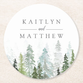 Vattenfärgen Gräs Träd skogsinsamlingen Bröllop Underlägg Papper Rund