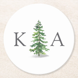 Vattenfärgen Gräs Träd skogsinsamlingen Bröllop Underlägg Papper Rund