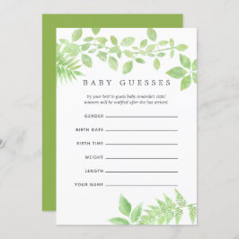 Vattenfärgen Greenery Baby Shower Baby Guesses Inbjudningar