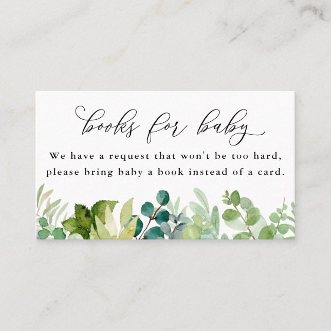 Vattenfärgen Greenery Bokar för Baby-inkapslingsko Visitkort (Framsida)