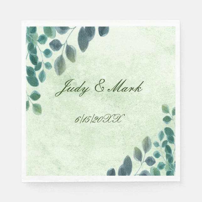 Vattenfärgen Greenery Eucalyptus Löv Pappersservet Pappersservett (Framsidan)