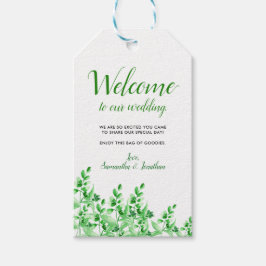 Vattenfärgen Greenery Välkommen till Bröllop Presentetikett