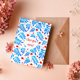 Vattenfärgen grenar och blommor i kärlek du mamma julkort