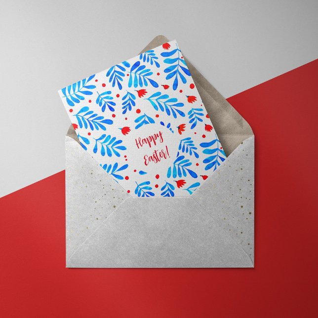 Vattenfärgen grenar och blommor Påsk-kort Julkort (Skapare uppladdad)