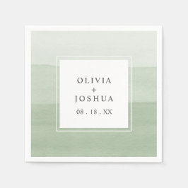 Vattenfärgen Grönt Bröllop Pappersservett