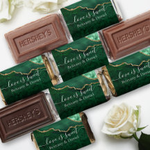 Vattenfärgen Grönt Guld Marble Geode Kärlek är söt