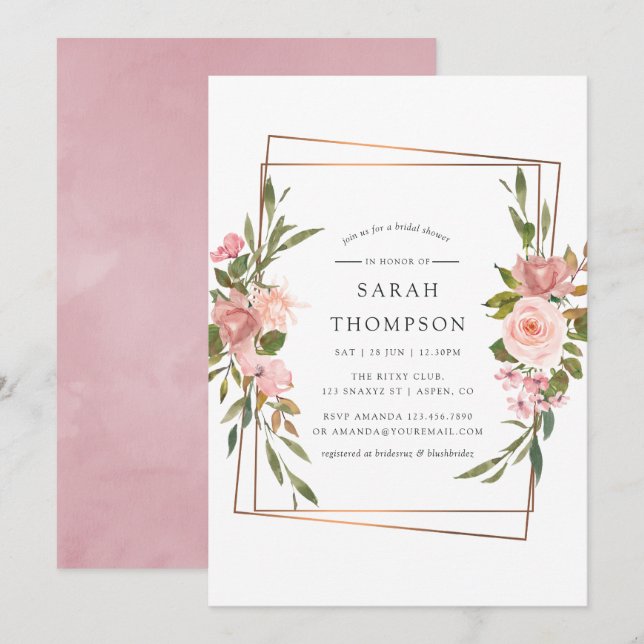 Vattenfärgen Guld Geometric  Ro Möhippa Inbjudningar (Fram/baksida)