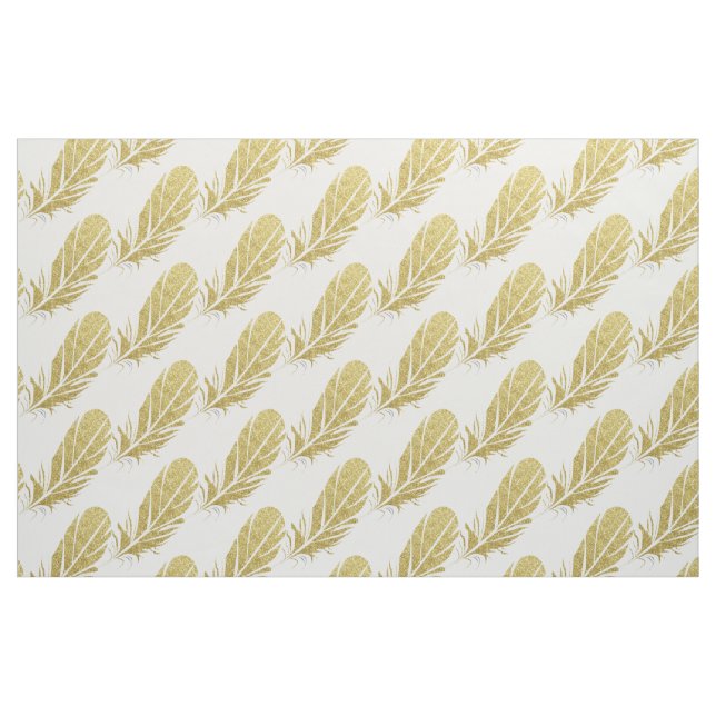 Vattenfärgen Guld Natature Feather Anpassningsbar  Tyg (Fat Quarter)