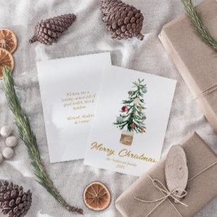 Vattenfärgen Guld Ornaments Träd God jul Julkort