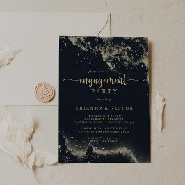 Vattenfärgen Guld Stänk Förlovningsfest Inbjudningar