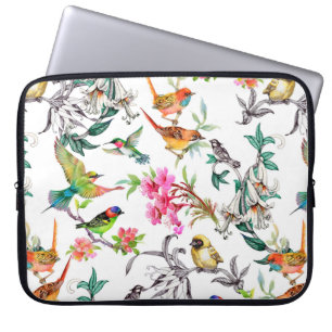 Vattenfärgen hand plockade sömlös mönster med trop laptop fodral