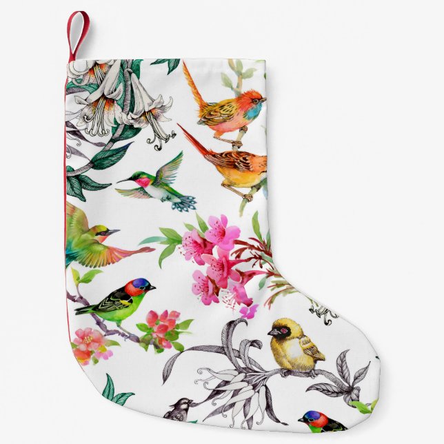 Vattenfärgen hand plockade sömlös mönster med trop liten julstrumpa (Framsidan)