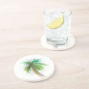 Vattenfärgen Handflatan Palmetto Träd Underlägg