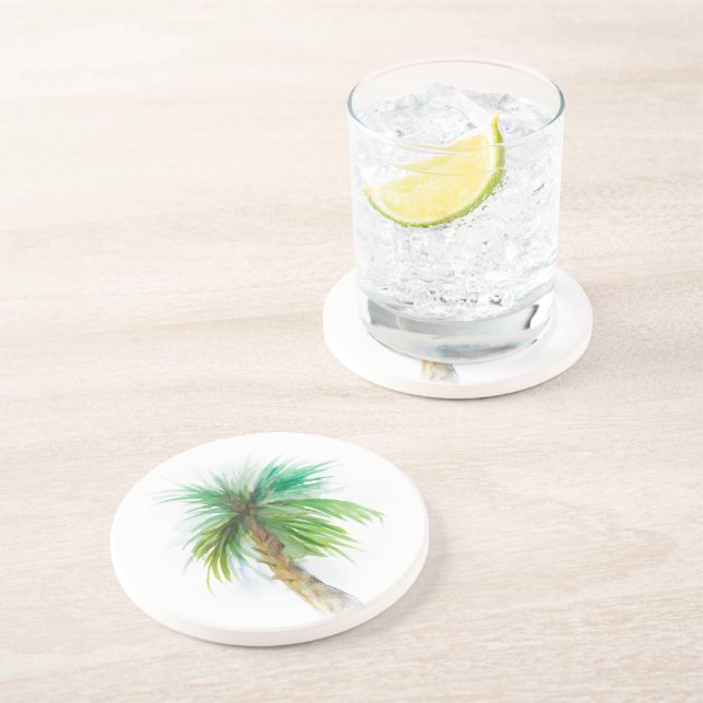 Vattenfärgen Handflatan Palmetto Träd Underlägg (Sidan)