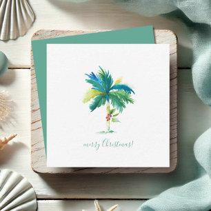 Vattenfärgen Handflatan Träd Tropical Mini-julen Anteckningskort